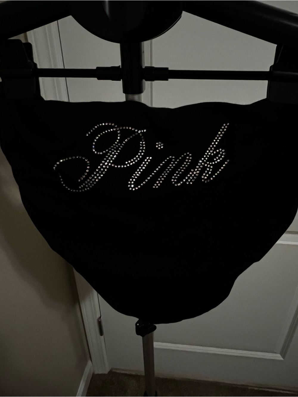 PINK Victoria's Secret Black Rhinestone Script Crop Top